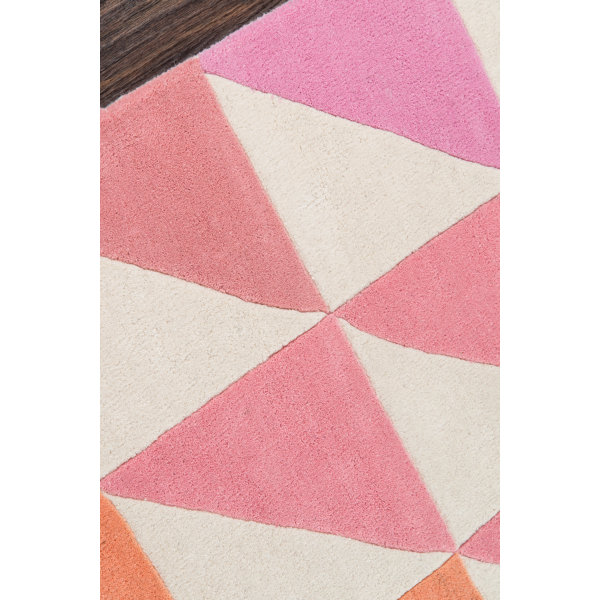 AllModern Glory Handmade Wool Ivory/Pink/Orange Rug & Reviews Wayfair